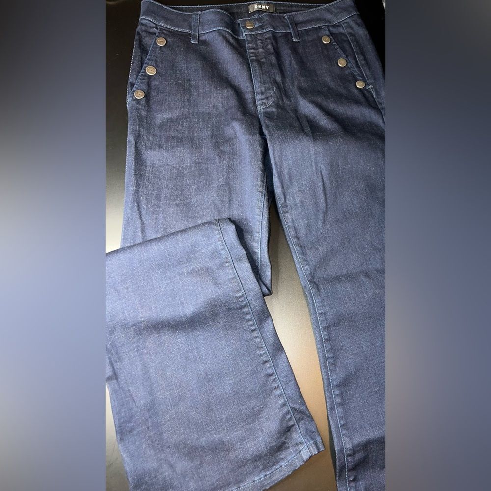 DKNY Dark Blue Sailor Nautical Style Bootcut Jeans Size 31/12 EUC